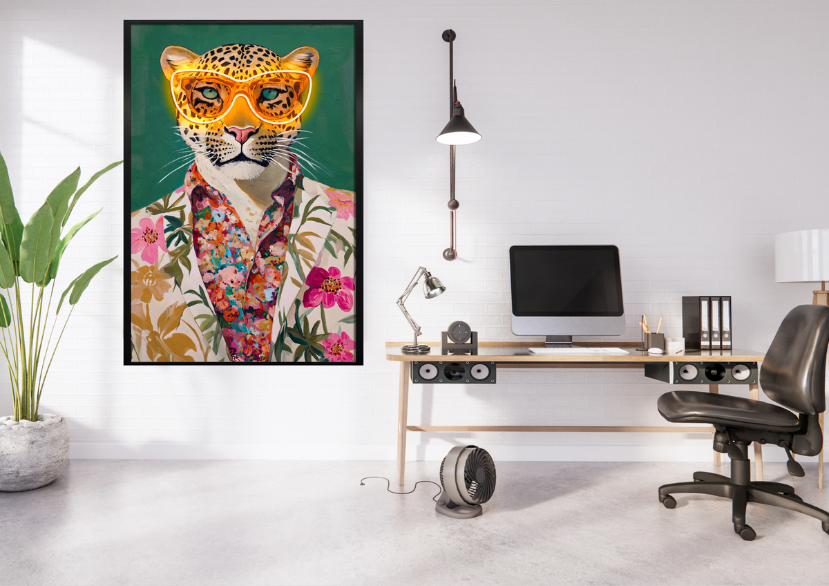 Neon Jungle Leopard LED paveikslas – nuotrauka 8