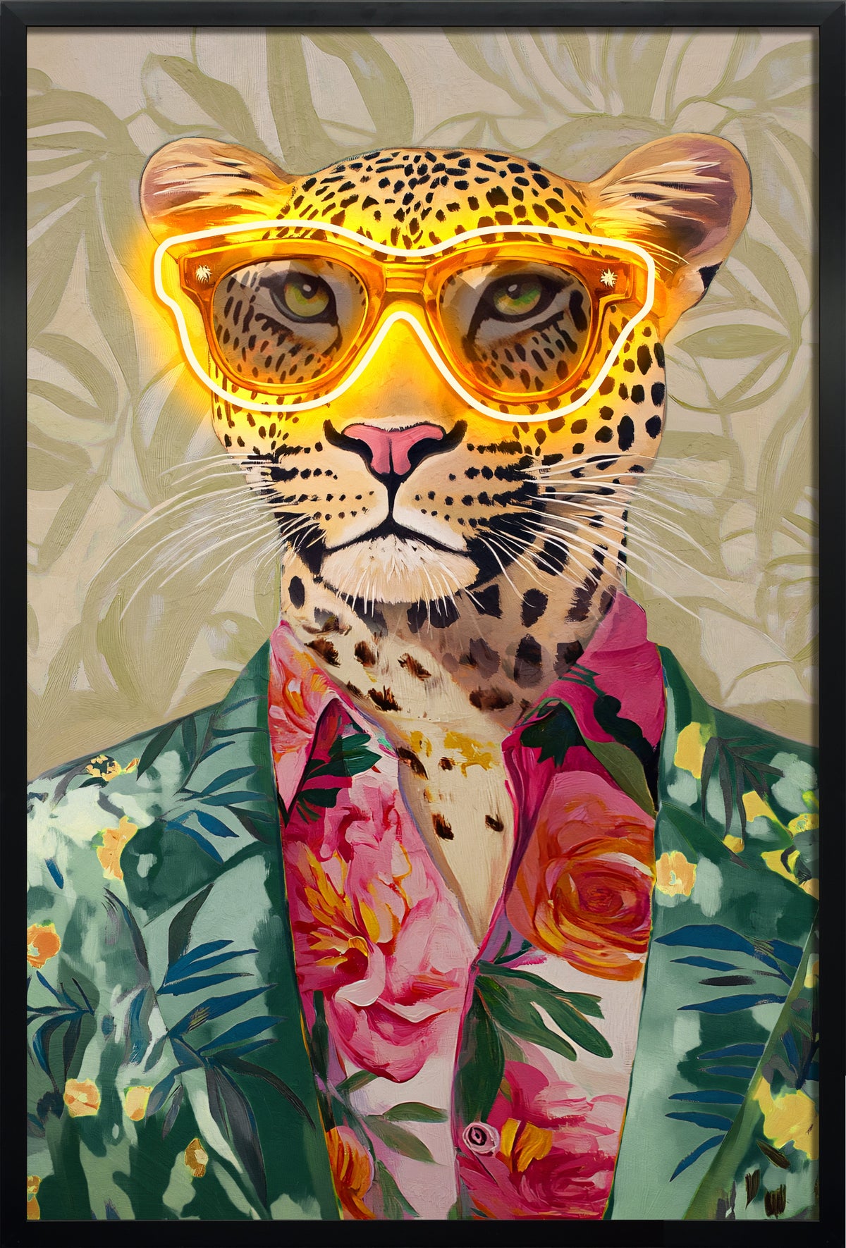 Tropical Vibes Leopard LED paveikslas – nuotrauka 3