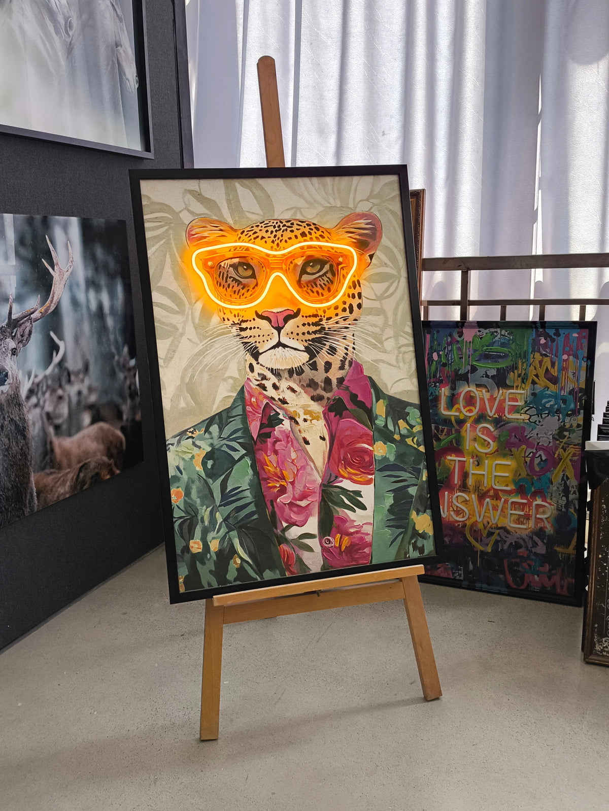 Tropical Vibes Leopard LED paveikslas – nuotrauka 4