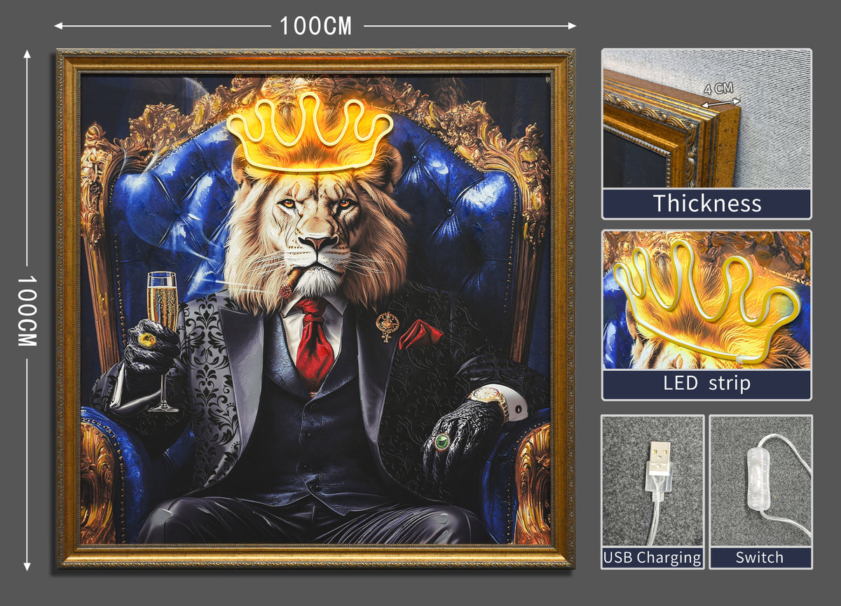 Majestic Lion King LED paveikslas – nuotrauka 8