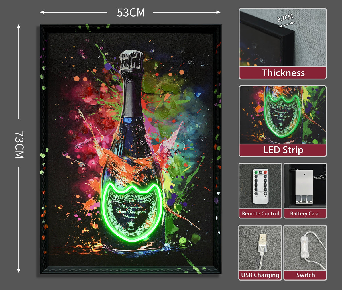 Champagne Glow LED paveikslas – nuotrauka 7