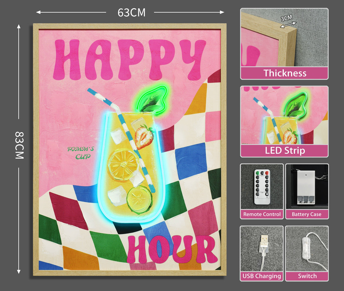 Happy Hour LED paveikslas – nuotrauka 7