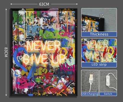 Never Give Up LED paveikslas – nuotrauka 7