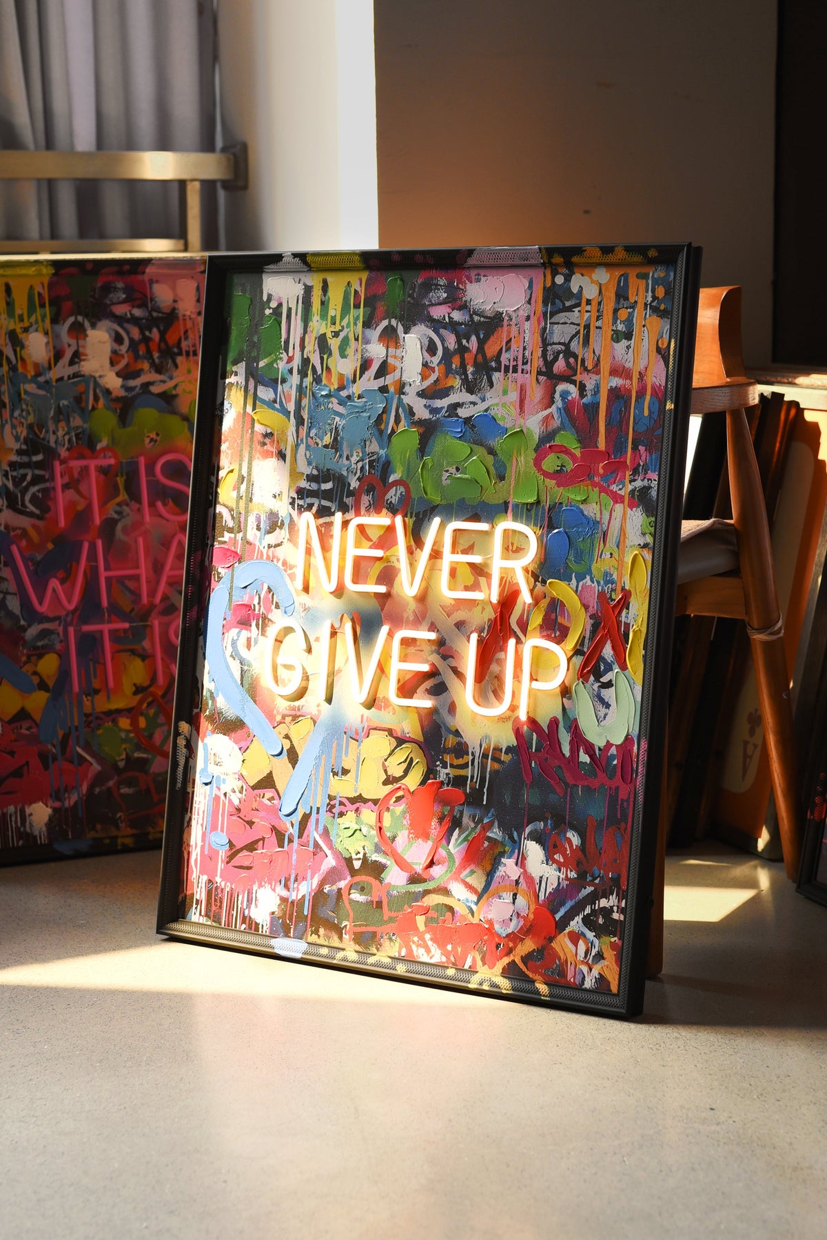 Never Give Up LED paveikslas – nuotrauka 4