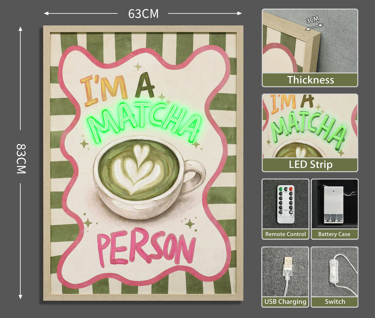 Matcha Person LED paveikslas – nuotrauka 7