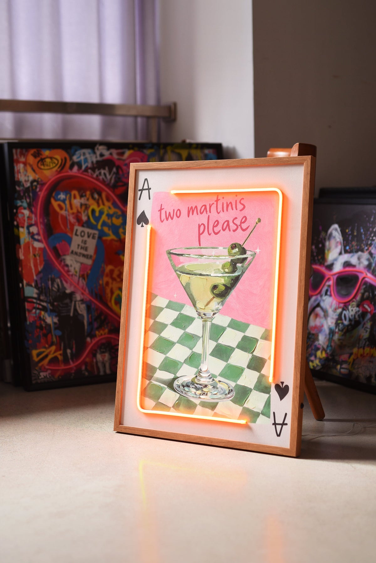 Two Martinis Please LED paveikslas – nuotrauka 3