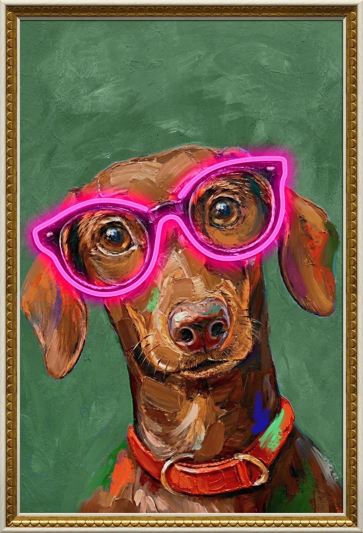 Neon Glasses Dog LED paveikslas – nuotrauka 3