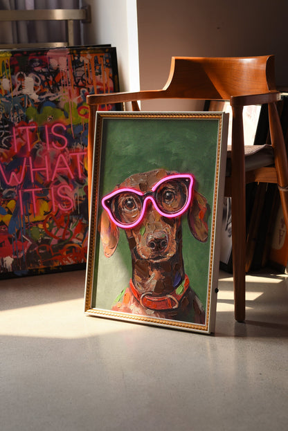 Neon Glasses Dog LED paveikslas – nuotrauka 4