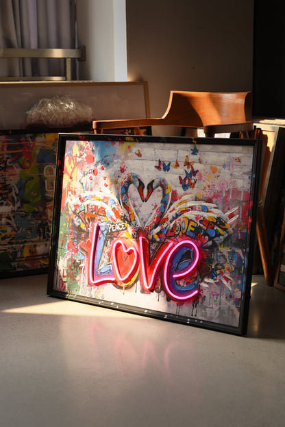 Love Swans LED paveikslas – nuotrauka 4