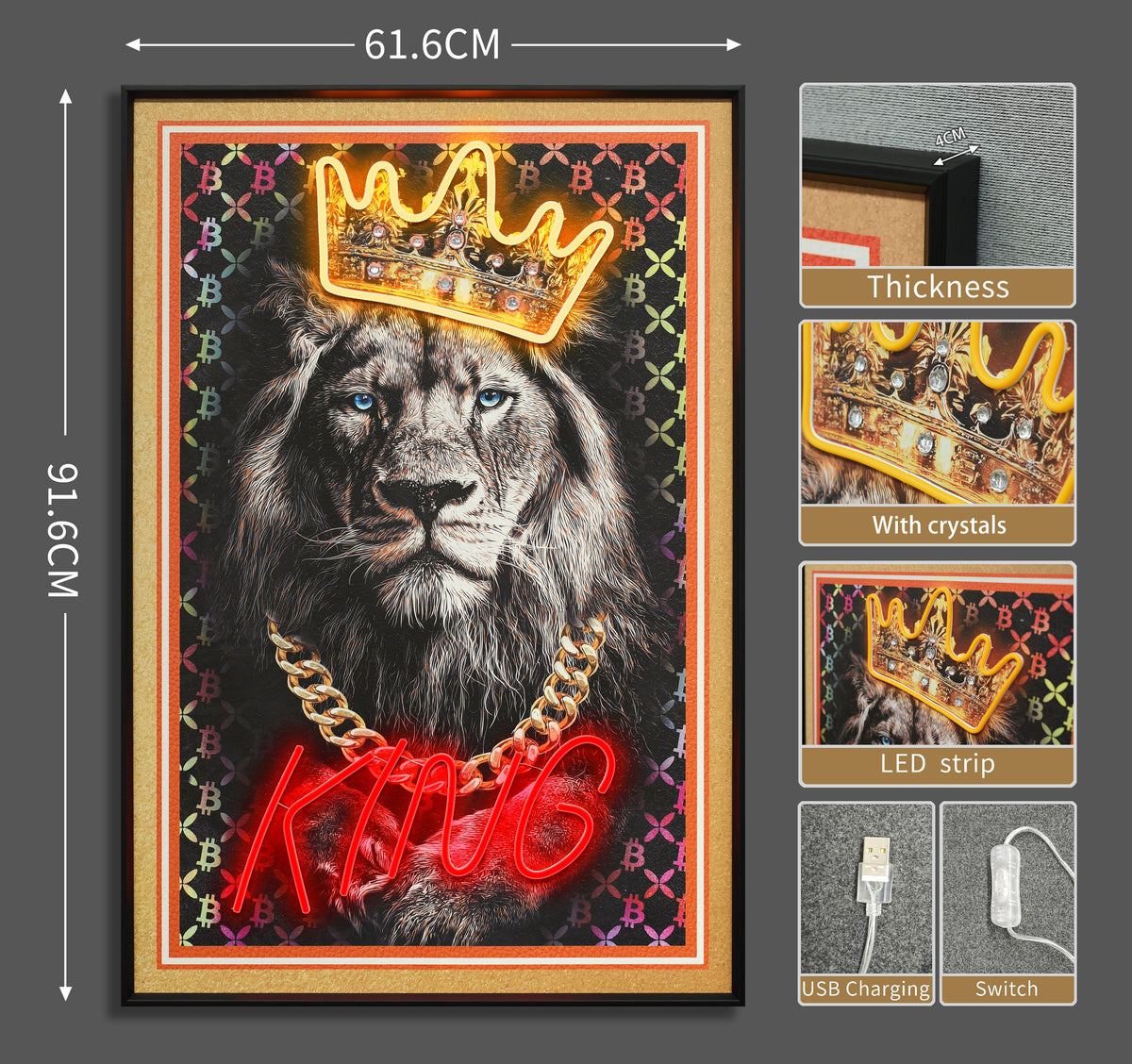 King Lion LED paveikslas – nuotrauka 7