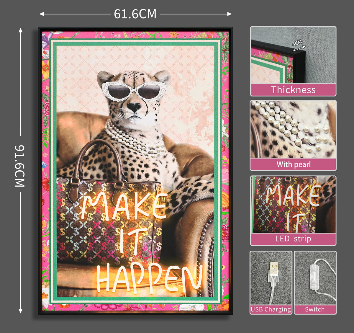 Make It Happen LED paveikslas – nuotrauka 8