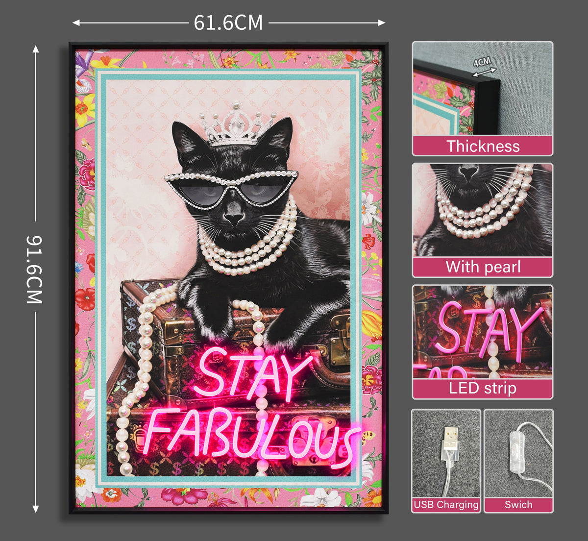 Stay Fabulous LED paveikslas – nuotrauka 7