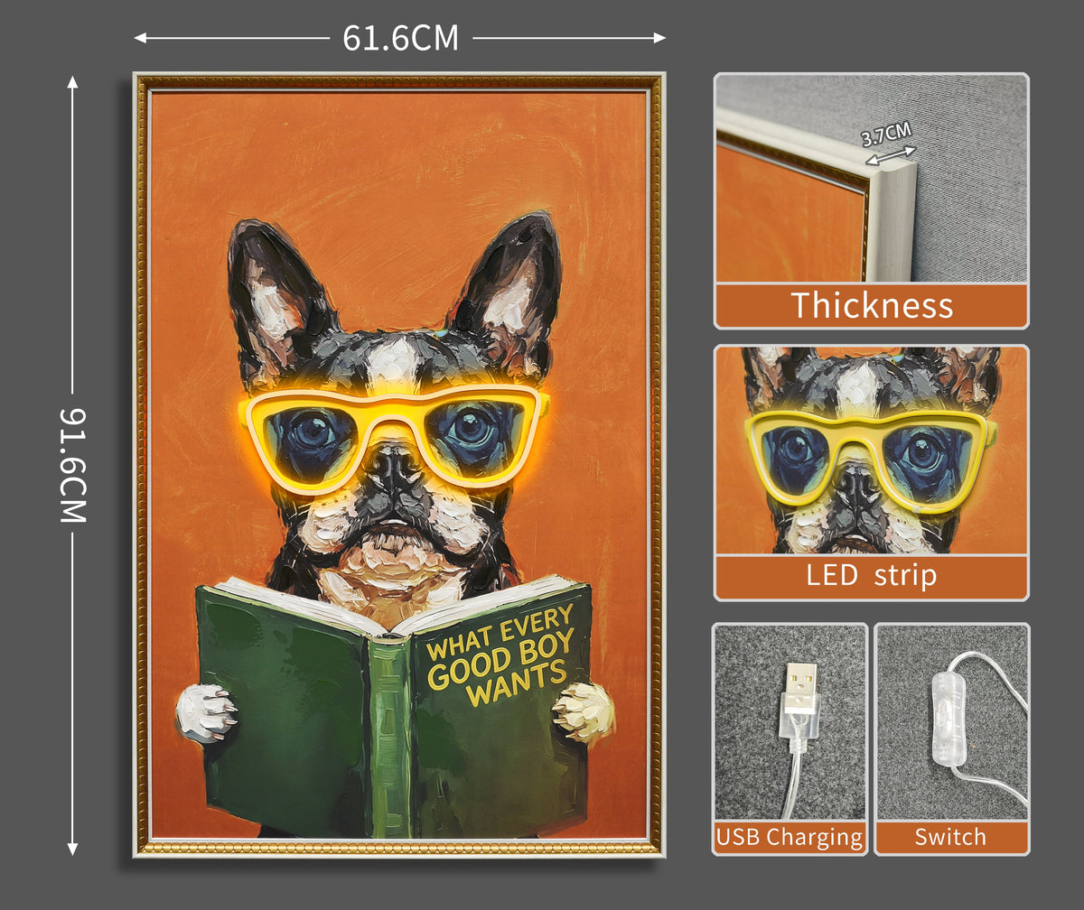 Smart French Bulldog LED paveikslas – nuotrauka 7