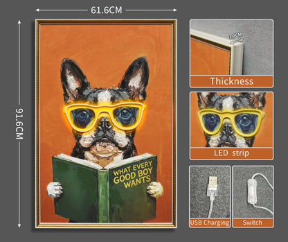 Smart French Bulldog LED paveikslas – nuotrauka 7