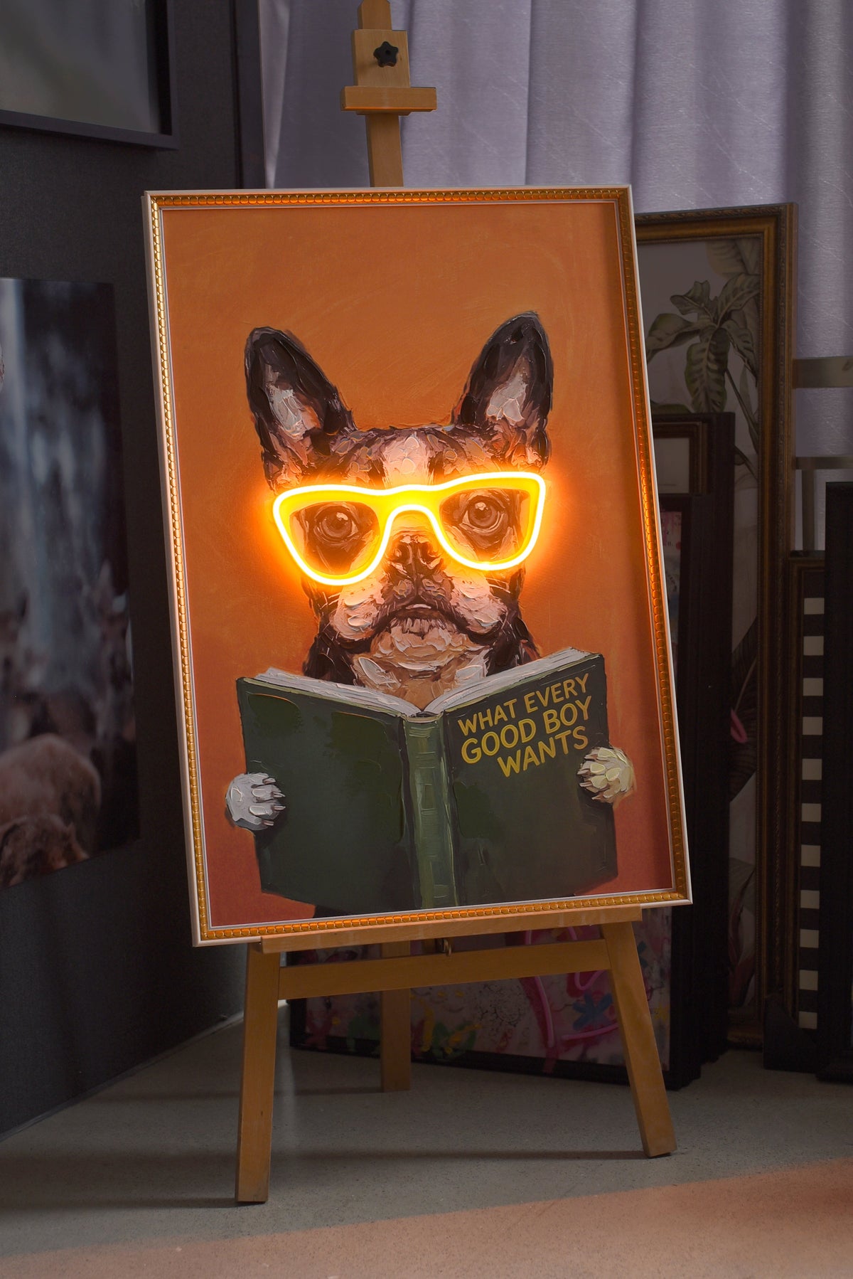 Smart French Bulldog LED paveikslas – nuotrauka 4
