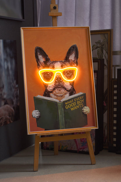 Smart French Bulldog LED paveikslas – nuotrauka 4