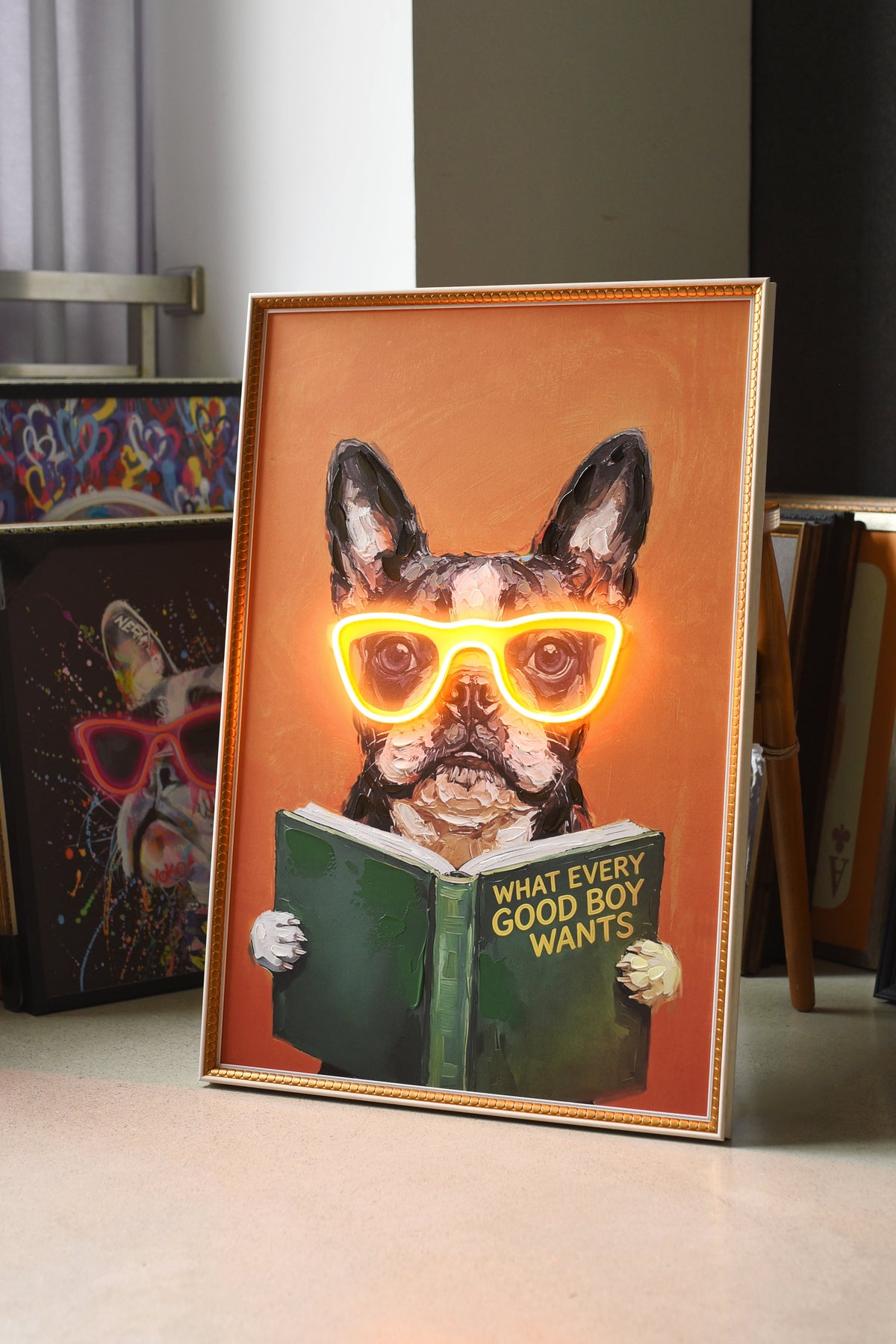 Smart French Bulldog LED paveikslas – nuotrauka 6