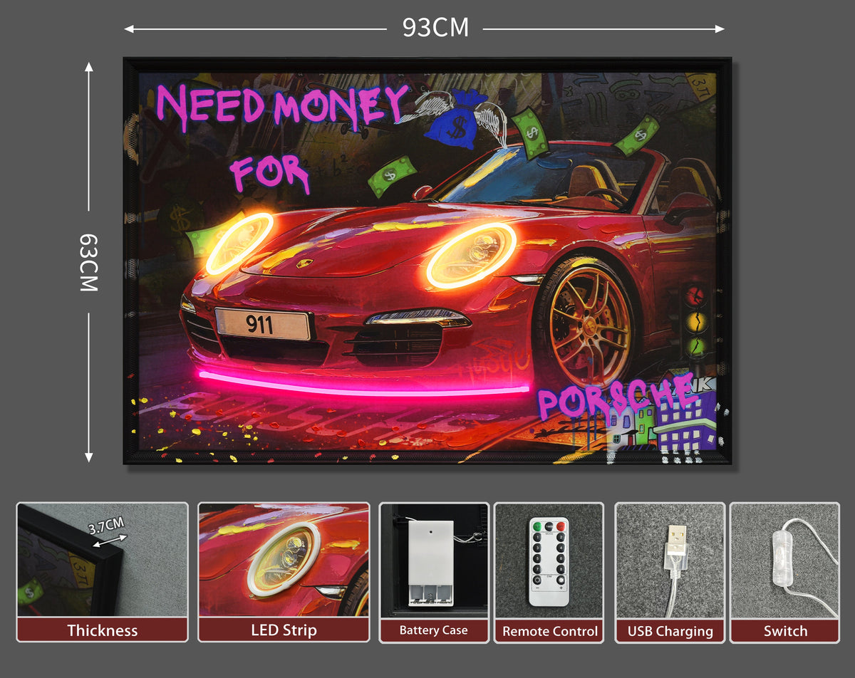 Need Money for Porsche LED paveikslas – nuotrauka 7