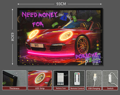 Need Money for Porsche LED paveikslas – nuotrauka 7