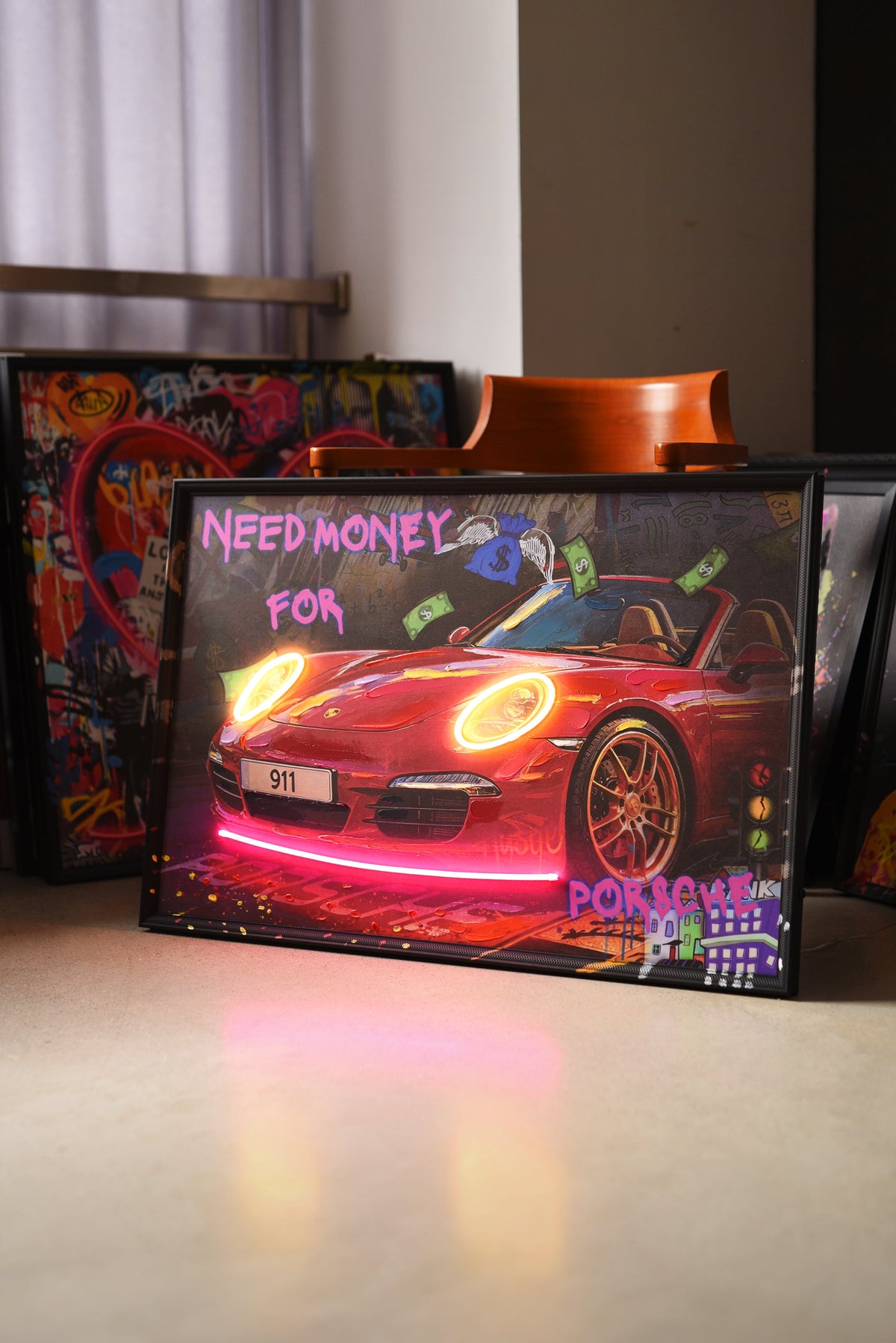 Need Money for Porsche LED paveikslas – nuotrauka 3