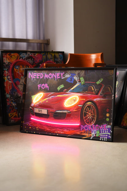 Need Money for Porsche LED paveikslas – nuotrauka 3