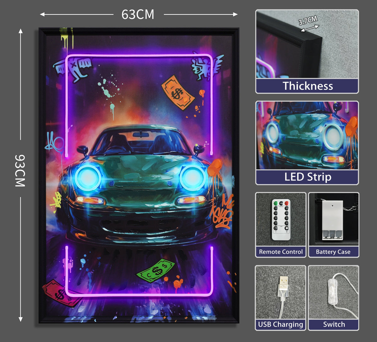 Neon Street Roadster LED paveikslas – nuotrauka 3