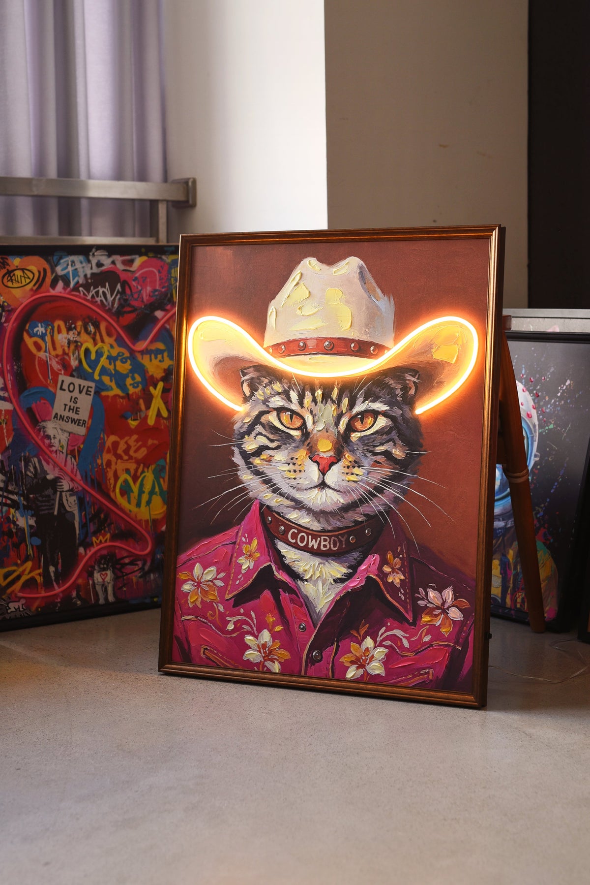 Cowboy Cat LED paveikslas – nuotrauka 3