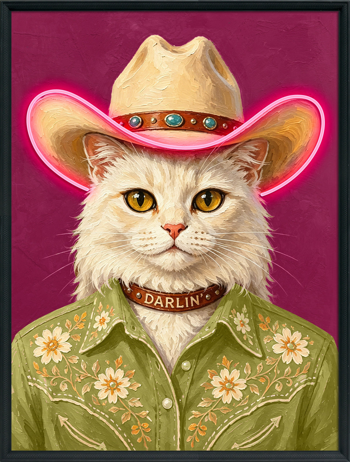 Darlin’ Cowgirl Cat LED paveikslas – nuotrauka 2