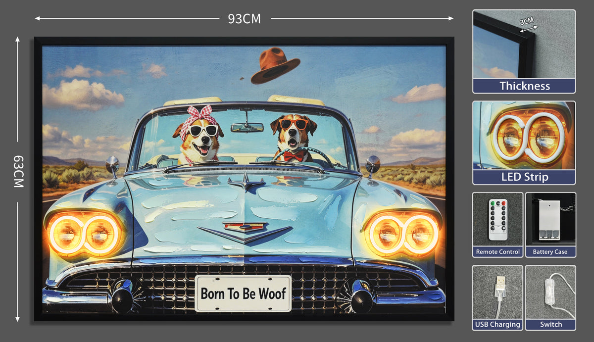 Born to Be Woof LED paveikslas – nuotrauka 7