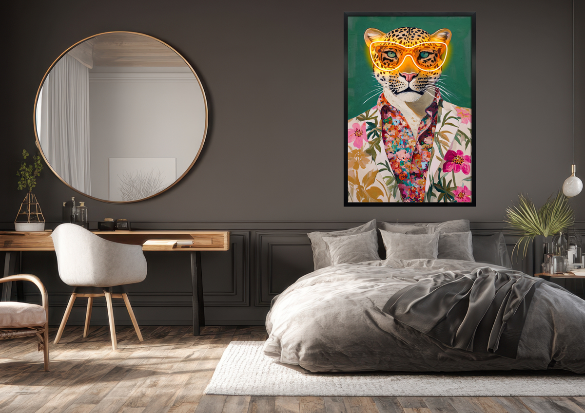 Neon Jungle Leopard LED paveikslas – nuotrauka 6