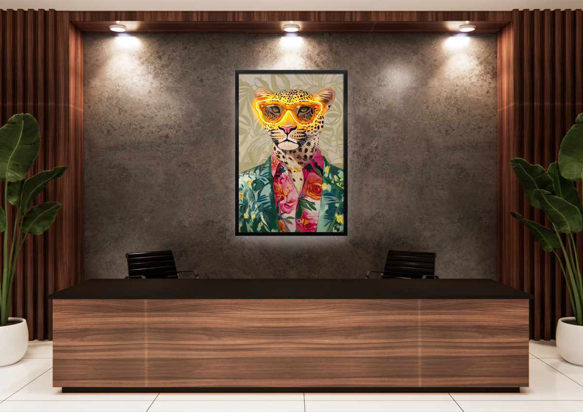 Tropical Vibes Leopard LED paveikslas – nuotrauka 6