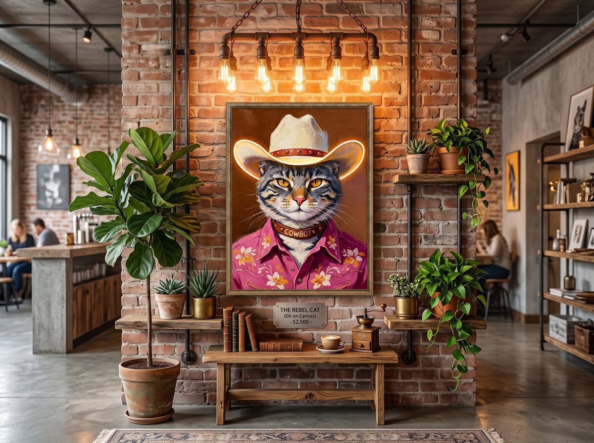 Cowboy Cat LED paveikslas – nuotrauka 6