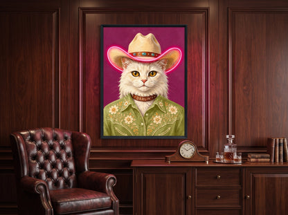 Darlin’ Cowgirl Cat LED paveikslas – nuotrauka 4