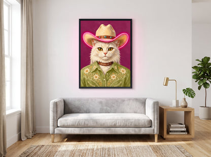 Darlin’ Cowgirl Cat LED paveikslas – nuotrauka 8