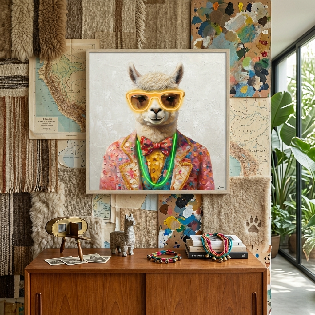 Stylish Llama LED paveikslas – nuotrauka 5