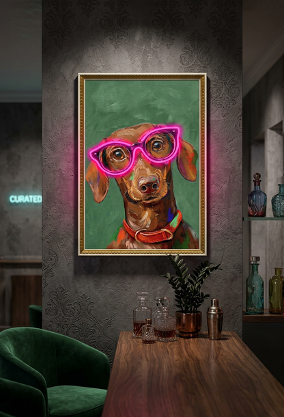 Neon Glasses Dog LED paveikslas – nuotrauka 7