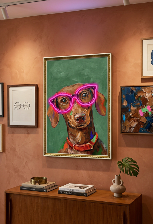 Neon Glasses Dog LED paveikslas – nuotrauka 2