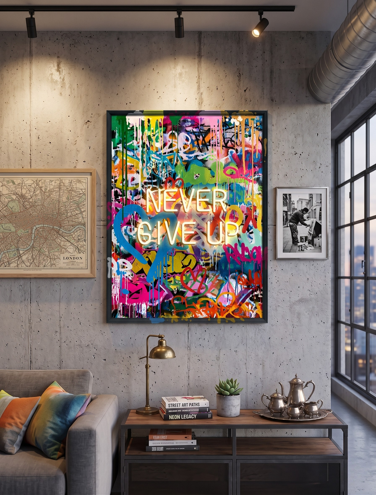 Never Give Up LED paveikslas – nuotrauka 5