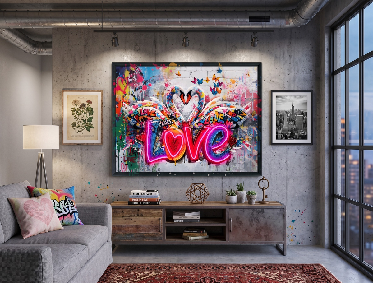Love Swans LED paveikslas – nuotrauka 5