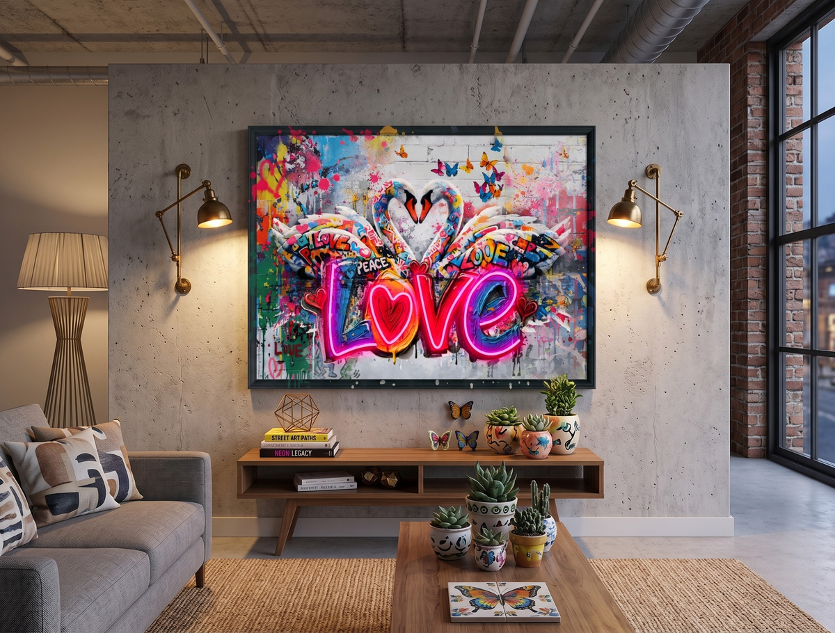 Love Swans LED paveikslas – nuotrauka 7