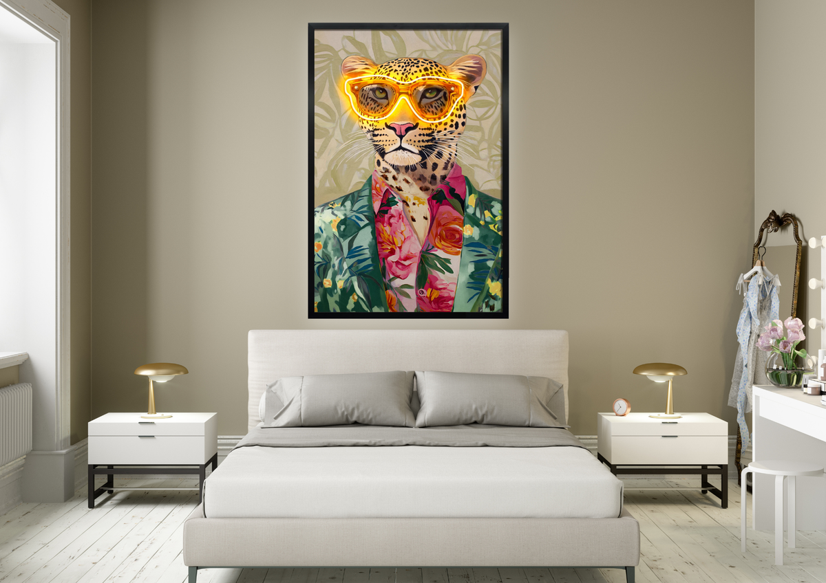 Tropical Vibes Leopard LED paveikslas – nuotrauka 8
