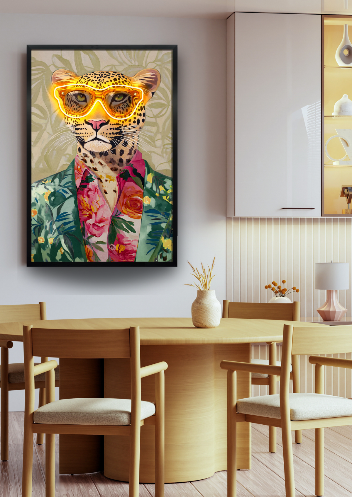 Tropical Vibes Leopard LED paveikslas – nuotrauka 2