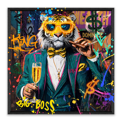 Big Boss Tiger – LED paveikslas, tigras su kostiumu
