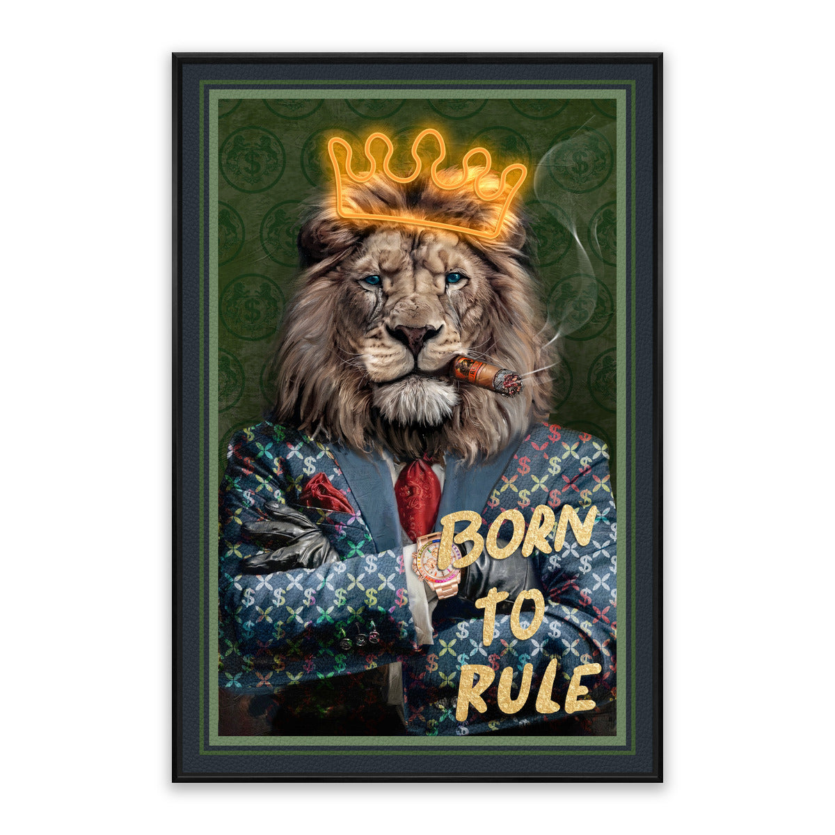 Born to Rule – LED paveikslas, liūtas su karūna