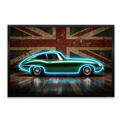British Racing Green – LED paveikslas, žalias klasikinis automobilis