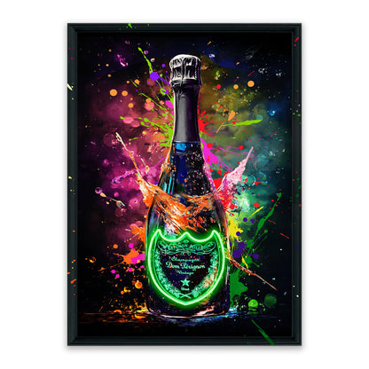 Champagne Glow – LED paveikslas, šampano butelis
