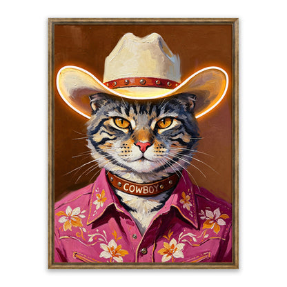 Cowboy Cat – LED paveikslas, katinas kaubojus