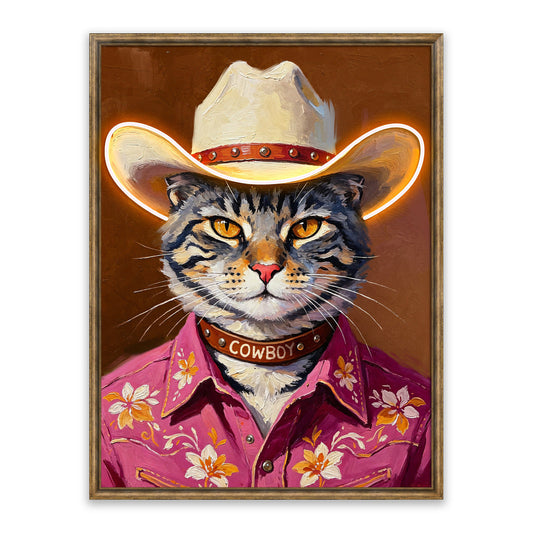 Cowboy Cat – LED paveikslas, katinas kaubojus