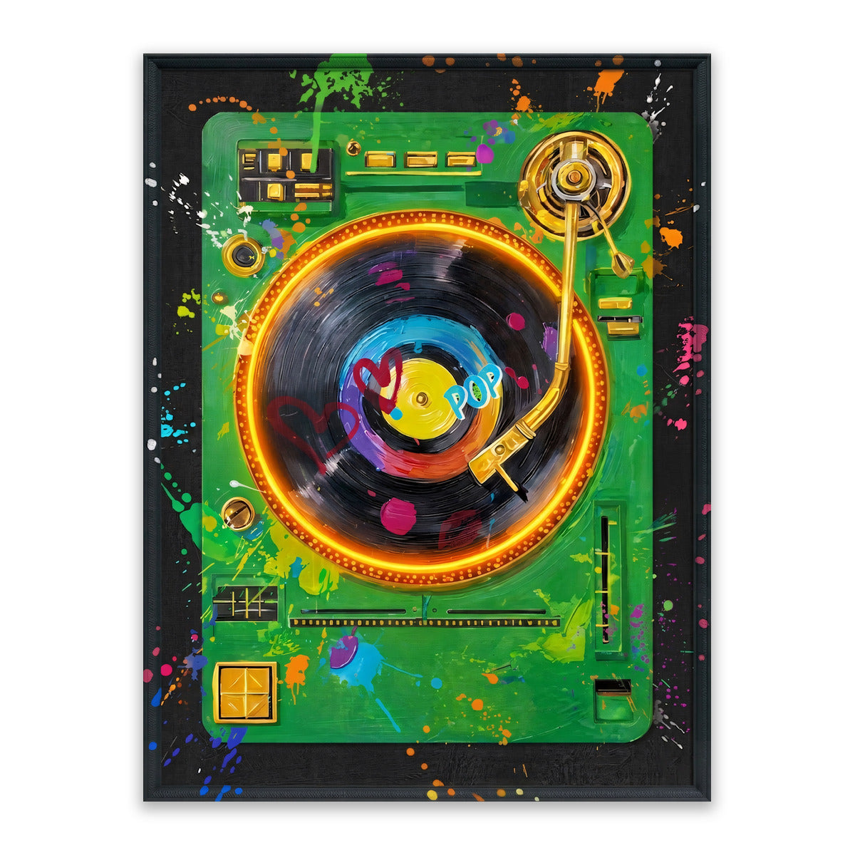 DJ Pop Turntable – LED paveikslas, neoninis DJ patefonas