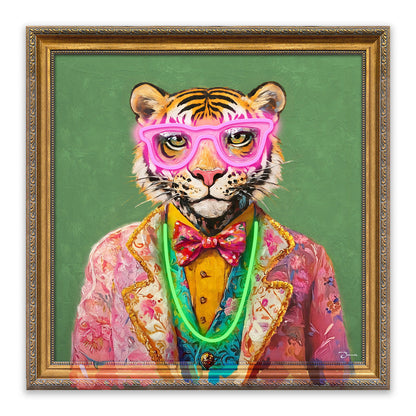 Fancy Tiger – LED paveikslas, tigras džentelmenas